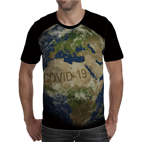 

Men's T shirt 3D Print Graphic Letter Plus Size Print Short Sleeve Daily Tops Elegant Exaggerated Black
