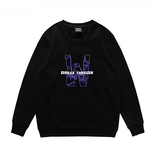 

Men's Pullover Sweatshirt Print Slogan Daily Casual Hoodies Sweatshirts Black
