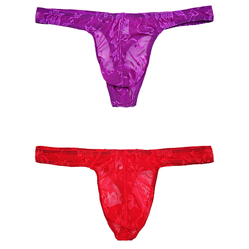 

Men's 2 Piece Basic G-string Underwear - Normal Low Waist Multi color M L XL