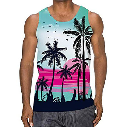 

mens 3d tank tops funny quick dry muscle undershirt tees l blue white