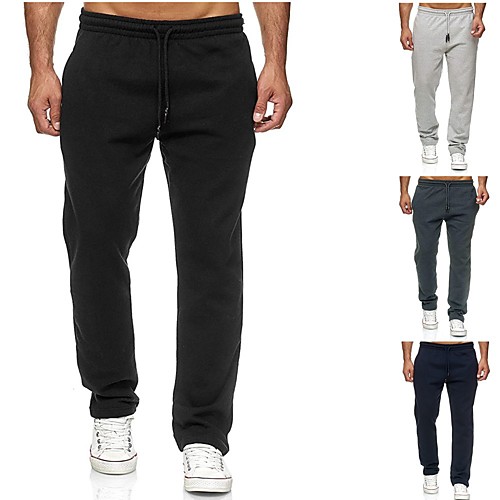 

Men's Sweatpants Track Pants Street Bottoms Drawstring Cotton Winter Fitness Gym Workout Running Training Exercise Thermal Warm Breathable Soft Sport Solid Colored Black Dark Gray Light Gray Navy Blue