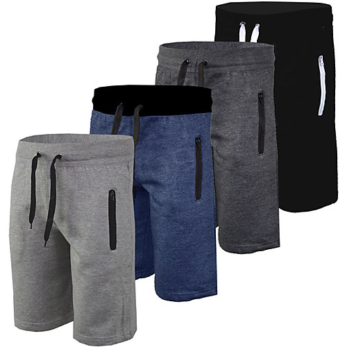 

Men's Running Shorts Sweatshorts Street Bottoms Zipper Pocket Drawstring Cotton Fitness Gym Workout Running Training Exercise Thermal Warm Breathable Soft Sport Solid Colored Black Blue Dark Gray