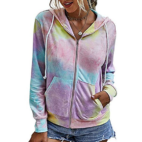 

women long sleeve zip-up hoodie jacket solid color sweatshirt coat