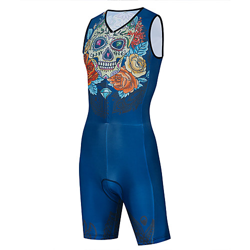 

WECYCLE Women's Men's Sleeveless Triathlon Tri Suit Blue Skull Floral Botanical Bike Breathable Quick Dry Sports Graphic Mountain Bike MTB Road Bike Cycling Clothing Apparel / Stretchy / Athletic