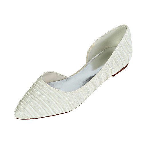

Women's Wedding Shoes Flat Heel Pointed Toe Sweet Wedding Party & Evening Satin Solid Colored White Champagne Royal Blue