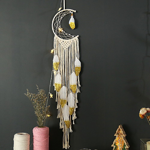 

Boho Dream Catcher Handmade Gift Wall Hanging Decor Art Ornament Craft Woven Macrame Moon 10020cm for Kids Bedroom Wedding Festival