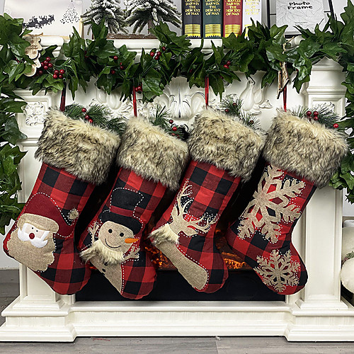 

Christmas Ornaments Burlap Socks Large Size Santa Snowman Gift Socks Candy Socks Gift Bag