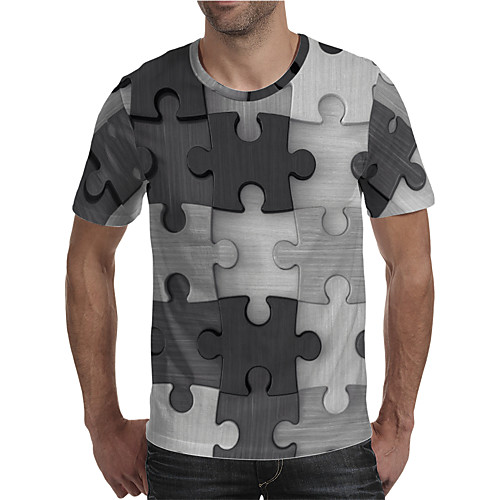 

Men's T shirt 3D Print Graphic Plus Size Print Short Sleeve Daily Tops Elegant Exaggerated Gray