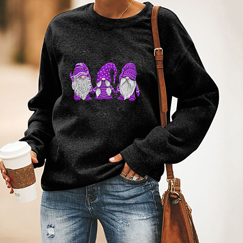 

Women's Pullover Sweatshirt Character Christmas Christmas Hoodies Sweatshirts Blue Purple Red