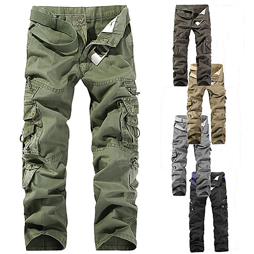 

Men's Hiking Pants Trousers Hiking Cargo Pants Solid Color Summer Outdoor Breathable Ventilation Soft Comfortable Cotton Pants / Trousers Black Army Green Grey Khaki Green Hunting Fishing Climbing 28
