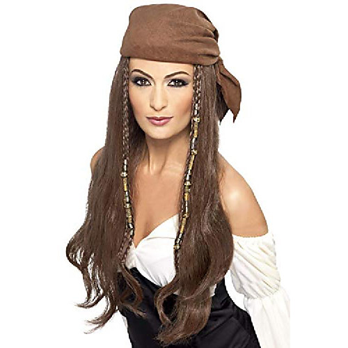 

womens pirate costume wig, brown, one size us
