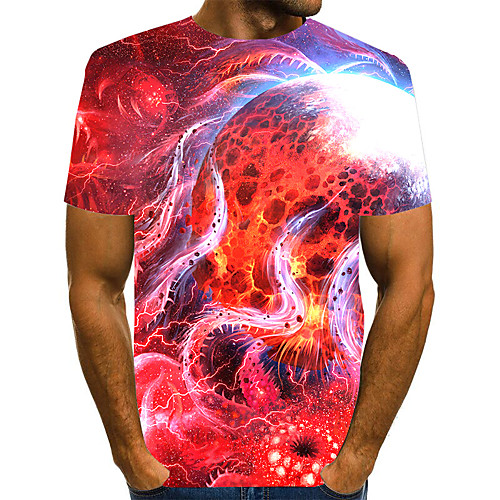 

Men's T shirt 3D Print Graphic 3D Plus Size Print Short Sleeve Daily Tops Elegant Exaggerated Blue Red Green