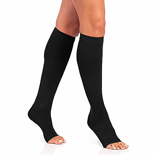 

Compression Socks 15-20 mmHg Open Toe Knee High Length Stockings for Women Men Firm Support Toeless Hose Treatment Swelling Varicose Veins Edema Pregnancy