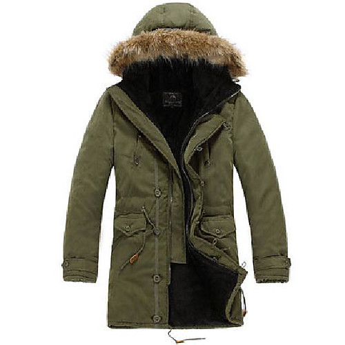 

men's hooded faux fur lined warm coats outwear winter jackets (xxl, green)