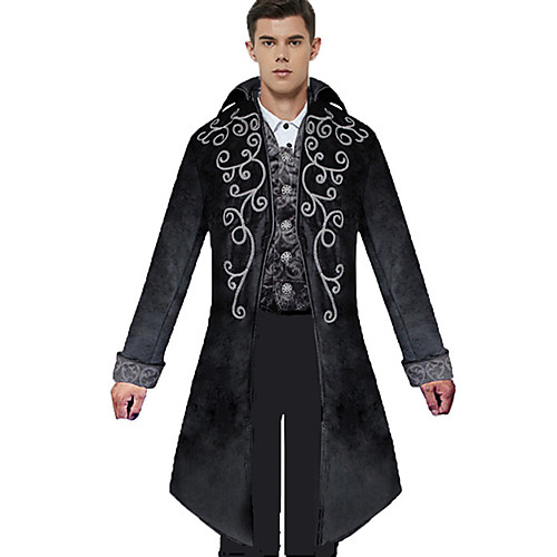 

Plague Doctor Retro Vintage Punk & Gothic Medieval Steampunk 17th Century Tailcoat Frock Coat Trench Coat Outerwear Men's Velvet Costume Black / Red / 1# / Black Vintage Cosplay Party / Evening Daily