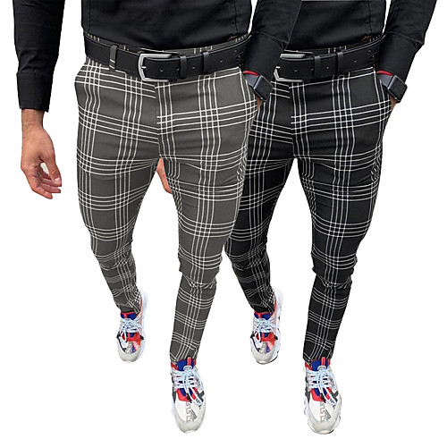 

Men's Streetwear Sports Slim Casual Going out Chinos Pants Striped Full Length Black Gray