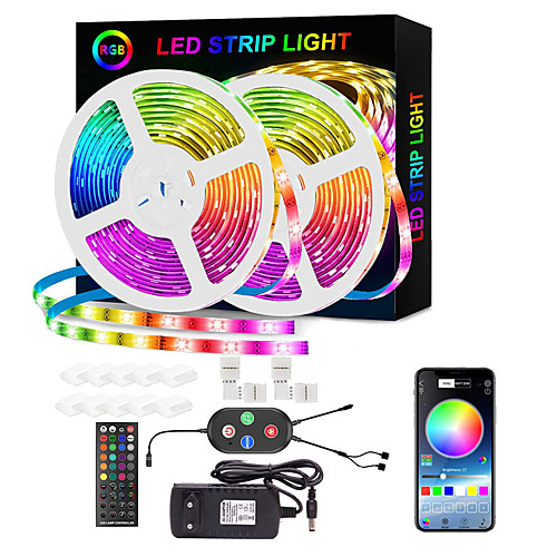 

LED Strip Lights Smart RGB Strip 20M 10M Music Sync 5050 65.6ft and 32.8ft Color Changing Strips Bluetooth APP Control with Remote for Bedroom Room TV Party and 12V Power Supply and Mounting Bracket