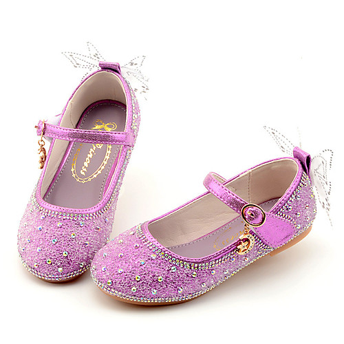 

Girls' Flats Comfort Flower Girl Shoes Princess Shoes Patent Leather PU Little Kids(4-7ys) Daily Party & Evening Walking Shoes Rhinestone Bowknot Purple Champagne Silver Fall Spring