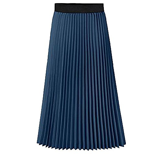 

women's summer chiffon pleated a-line midi skirt dress small a navy