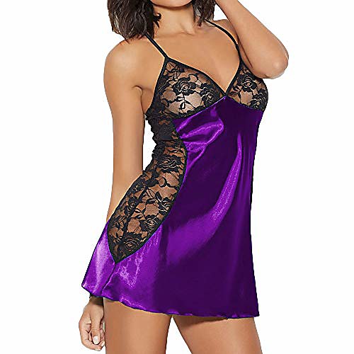 

black lace lingerie fashion women plus size babydoll lace silks lingerie g-string set underwear women's panties purple 2xl