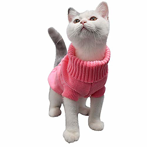 

pet clothing winter dog clothes warm pet cat sweater jacket coat for small dogs (xs, pink)