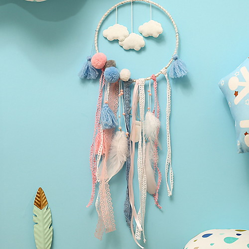 

Led Boho Dream Catcher Handmade Gift Wall Hanging Decor Art Ornament Craft Cloud 7520cm for Kids Bedroom Wedding Festival