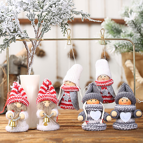 

2pcs Christmas Decorations Knitted Puppets Small Dolls Ornaments Pendants