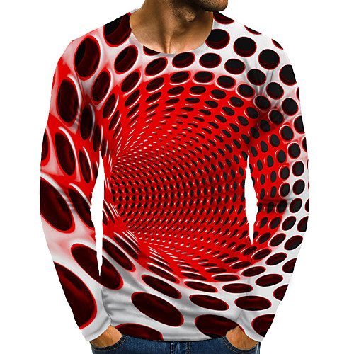 

Men's T shirt 3D Print Graphic 3D Plus Size Print Long Sleeve Daily Tops Elegant Exaggerated Red