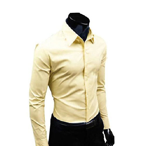 

new mens luxury casual slim fit stylish dress shirts 17 colors 5 size (eur xl(us m), yellow)