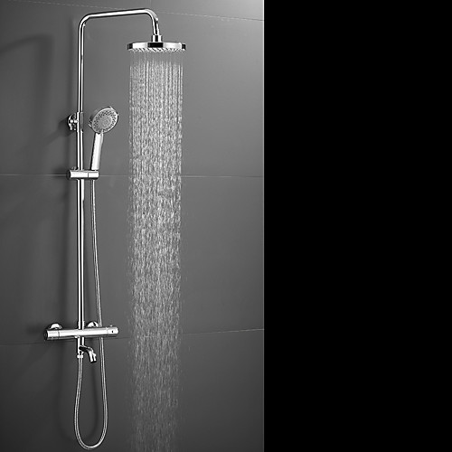 

Shower System / Rainfall Shower Head System / Thermostatic Mixer valve Set - Handshower Included pullout Rainfall Shower Contemporary Electroplated Mount Outside Ceramic Valve Bath Shower Mixer Taps