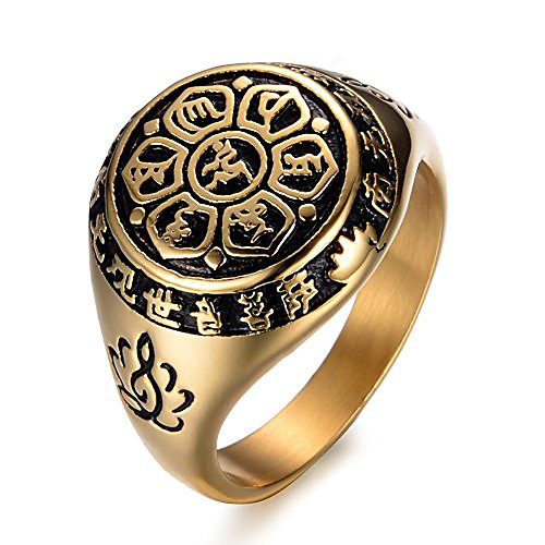 

mens womens lotus sanskrit mantra engraved band rings, stainless steel lucky rings