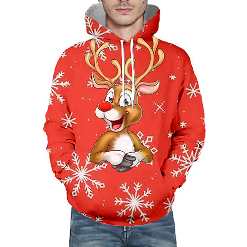 

Men's Pullover Hoodie Sweatshirt Print Graphic 3D Hooded Christmas Daily 3D Print 3D Print Christmas Hoodies Sweatshirts Long Sleeve Red