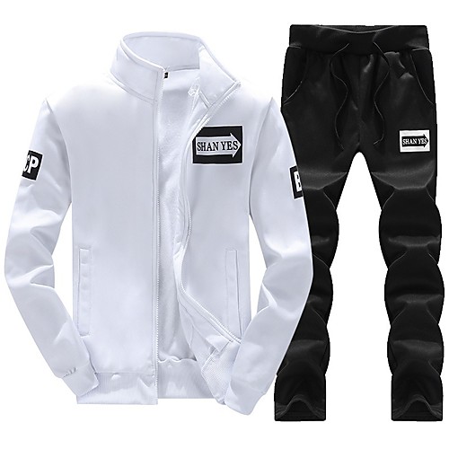 

Men's Activewear Set Solid Color 2 Piece Daily Active Hoodies Sweatshirts White Black Blue