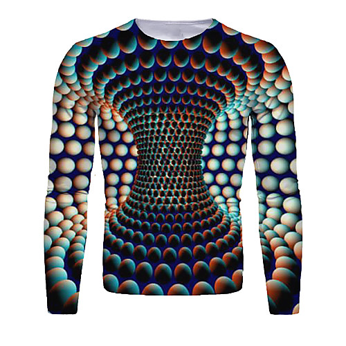 

Men's T shirt 3D Print Graphic Abstract 3D Print Long Sleeve Daily Tops Dusty Blue