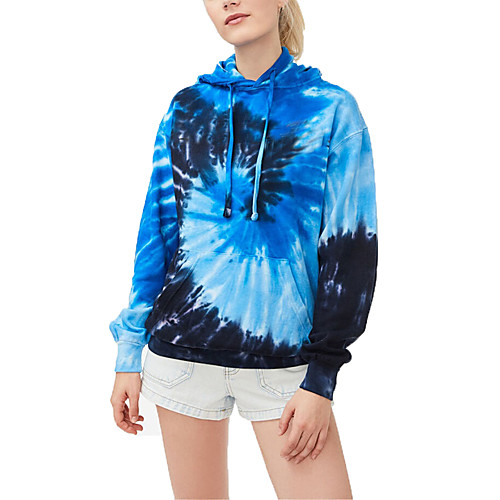 

Women's Pullover Hoodie Sweatshirt Tie Dye Front Pocket Daily Casual Hoodies Sweatshirts Blue Light Blue