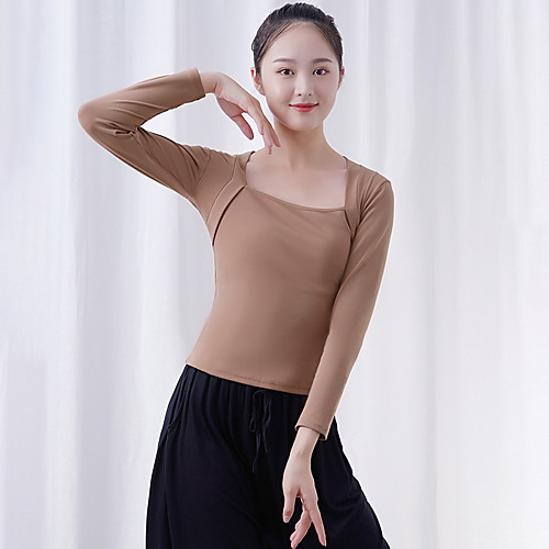 

Ballet Top Solid Women's Training Performance Long Sleeve Natural Cotton Blend