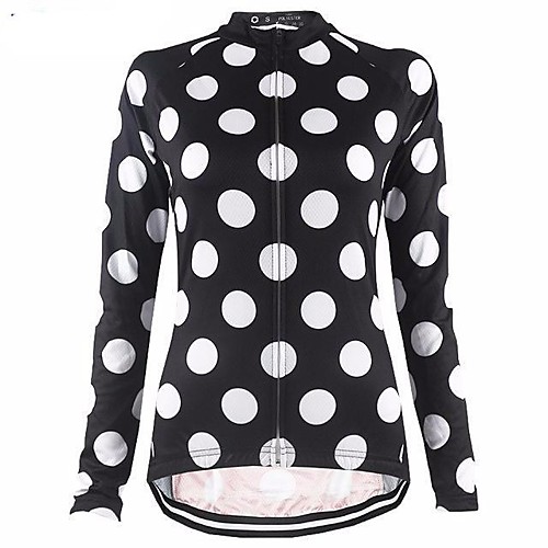 

21Grams Women's Long Sleeve Cycling Jersey Winter Fleece Polyester Black Polka Dot Bike Jersey Top Mountain Bike MTB Road Bike Cycling UV Resistant Breathable Quick Dry Sports Clothing Apparel / Warm