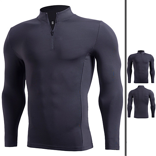 

Men's Long Sleeve High Neck Compression Shirt Running Shirt Quarter Zip Tee Tshirt Base Layer Top Athletic Winter Elastane Thermal Warm Breathable Quick Dry Fitness Gym Workout Running Jogging