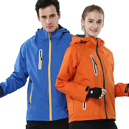 

Men's Hiking Jacket Winter Outdoor Solid Color Waterproof Windproof Fleece Lining Breathable Jacket Single Slider Hunting Ski / Snowboard Fishing Yellow Blue Orange Dark Navy / Warm