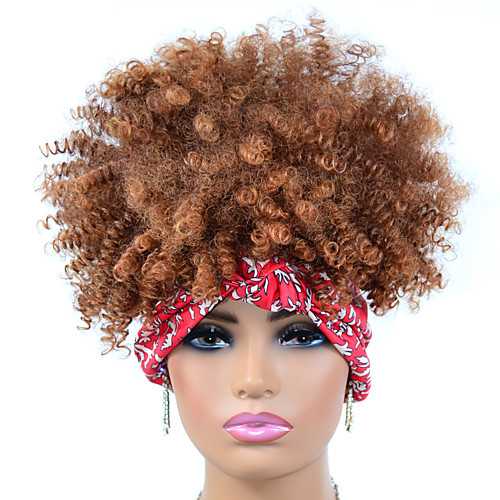 

Synthetic Wig Afro Curly Kinky With Bangs Wig Short Dark Brown / Light Brown Synthetic Hair Women's Fashionable Design Color Gradient For Black Women Brown