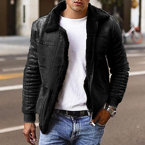 

Men's Solid Colored Active Fall & Winter Coat Regular Daily Long Sleeve Polyster Coat Tops Black