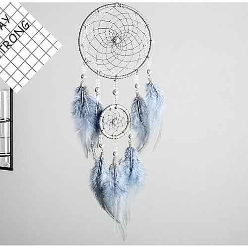 

Boho Dream Catcher Handmade Gift Wall Hanging Decor Art Ornament Craft Feather Silver Bead 4611cm for Kids Bedroom Wedding Festival