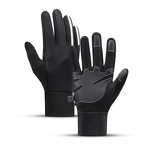 

Bike Gloves / Cycling Gloves Anti-Slip Waterproof Breathable Wearable Full Finger Gloves Sports Gloves Fleece Silica Gel Black for Adults' Road Cycling Outdoor Exercise Cycling / Bike