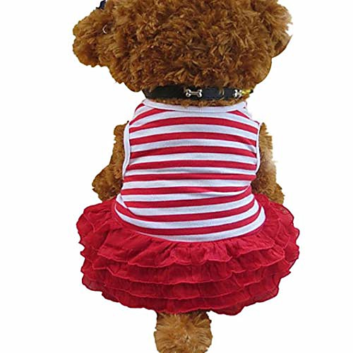 

puppy princess dress pet dog striped wedding party doggie clothing