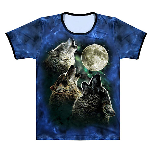 

men's the three wolf moon, blue, large