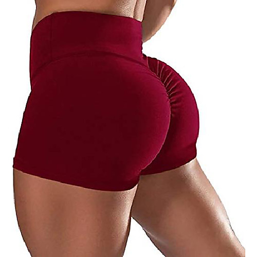 

women gym shorts butt lifting ruched yoga booty running short tummy control leggings high waisted pants (xx-large, 0-jacq-red)