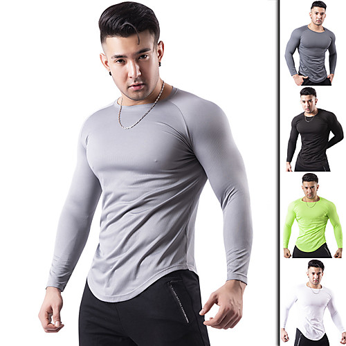 

Men's Long Sleeve Compression Shirt Running Shirt Tee Tshirt Base Layer Top Athletic Elastane Thermal Warm Breathable Quick Dry Fitness Gym Workout Running Jogging Training Sportswear Solid Colored