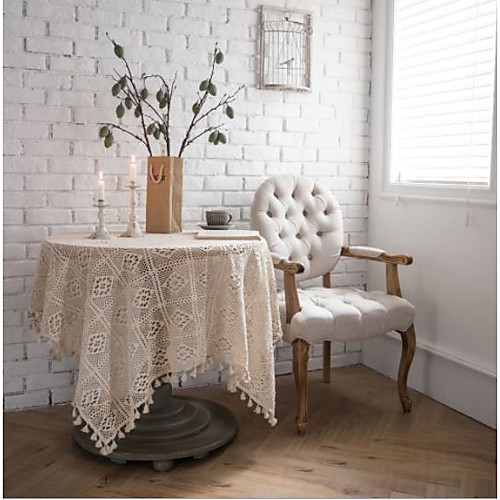 

Table Cloth American Crochet Crochet Round Tablecloth Pastoral Knit Hollow Literary Willow Coffee Table Cover