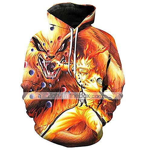 

men naruto 3d print pullover hoodie sweatshirt with kangaroo pocket l