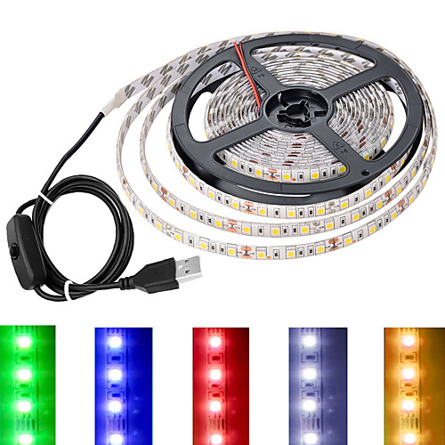 

0.5m 1m 2m 3m USB LED Light Strip with Switch USB Connector TV Backlight Bar 5V Light bar of Multicolour Colors 5050 SMD 60led Per Meter Quick Switch Control